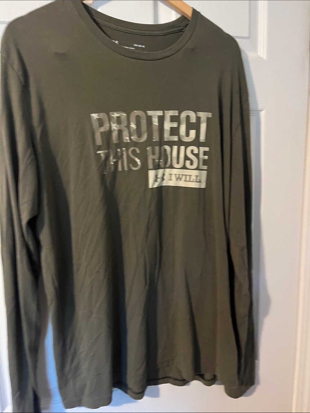 Under Armour Men's 'Protect This House' Olive Green Long Sleeve Tee